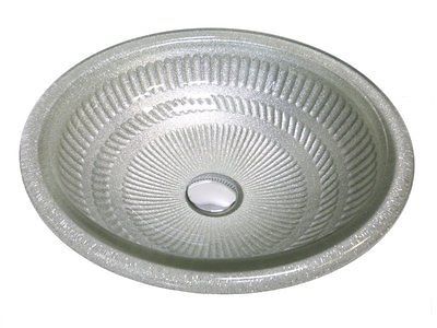 Silver Round Style Bath Tempered Glass Sink For Undermount Or Drop In