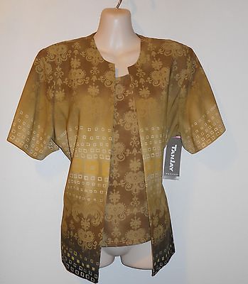 Tan Jay Petites Womens size 10 GoldsPaisley two piece top & jacket nwt