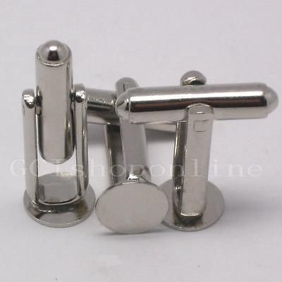 24 PCS blank Metal Cufflinks Findings 9mm Pad Silver