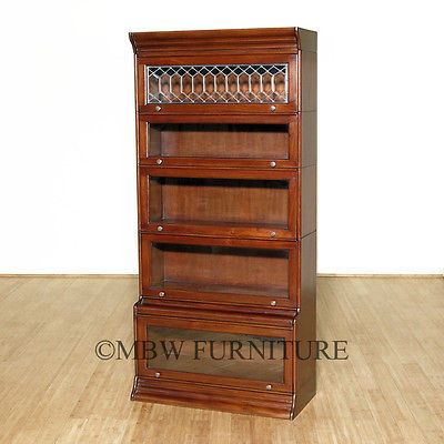 Shelf Lawyers Barrister Bookcase Display w/ Leaded Glass 124ww