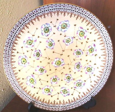 Bodley Burslem Plate   Cherry Blossoms   Tan   Gold Rim