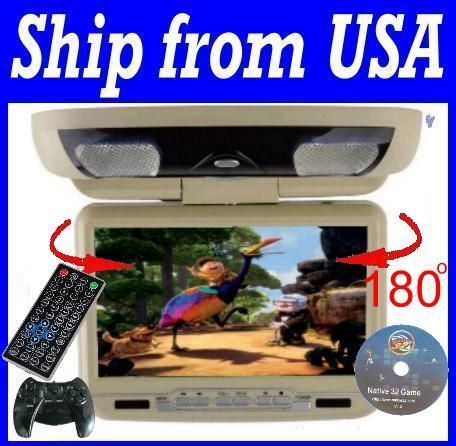 TAN 9 CAR FLIP DOWN SONY DVD PLAYER OVERHEAD LCD MONITOR Beige Brand