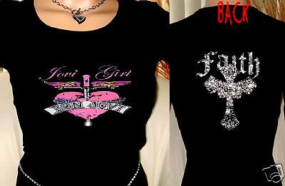 BON JOVI RHINESTONE 2 SIDED PNK DAGGER FAITH TEE SHIRT