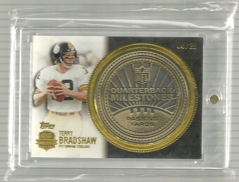 2012 Topps Terry Bradshaw Milestones Medallions Gold Coin 6/25