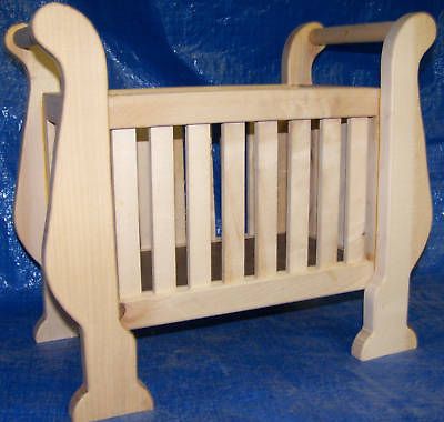 Custom Wooden Sleigh Toy Doll Crib #1