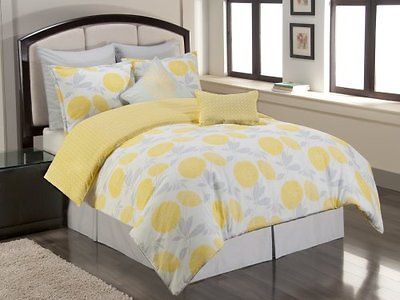 Sunset and Vine Briar Cliff 6 Piece XL Twin Comforter Set Yellow/Grey