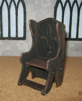 dolls house mahogany fleur de lys THRONE CARVER CHAIR tudor gothic