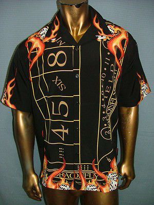 Craps Table LAS VEGAS POKER FLAMES CASINO BOWLING SHIRT MEN XL