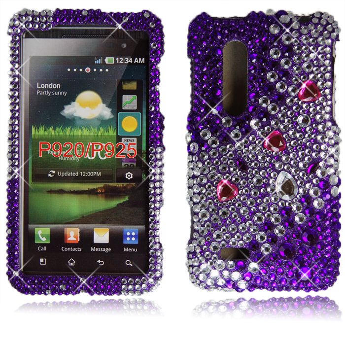 FOR LG THRILL P920 OPTIMUS 3D PURPLE DIAMOND BLING JEWEL NEW PHONE