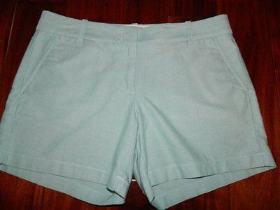 Crew Women Chino Broken In 2012 Aqua Oxford Shorts sz 8 WOW