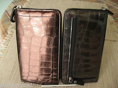 NWT Brahmin Zip Around Suri Luce Metallic Shiny Mock Croc Wallet