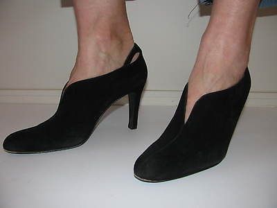 Vtg 80s BRUNO MAGLI Cutout Suede ANKLE BOOTS BOOTIES Stiletto Rocker