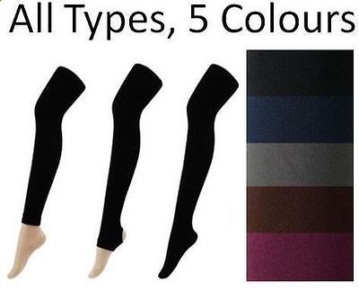 Fleece Lined Thick Winter Tights   Black Grey Brown Navy, Footless