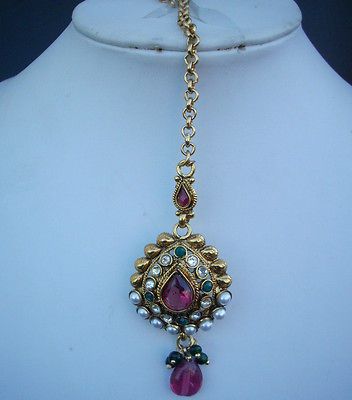 Indian Wedding Jewelry Premium Polki Pearl Ruby Emerald Forehead Manng