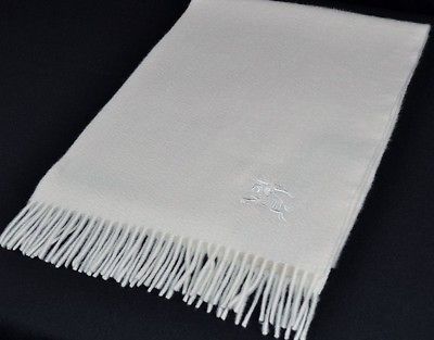 NWT BURBERRY CHILDRENS 100% CASHMERE IVORY PRORSUM KNIGHT LOGO SCARF