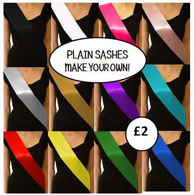 CHEAP BASIC PLAIN BLANK HEN PARTY SASHES SATIN RIBBON 100MM 10CM MAKE