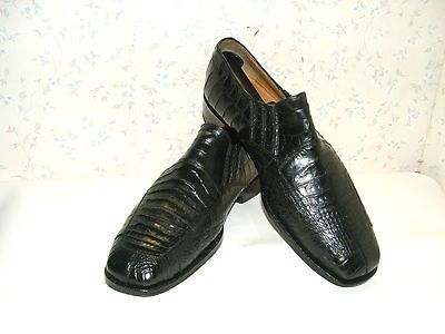 Split Moc Toe Crocodile Loafer by David Eden, Black, 8M, $395