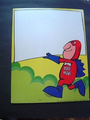 Rare1973 Bud Man BUDMAN Beer Cardbrd Window Disply Sign