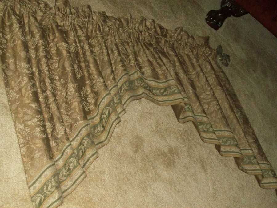 84X35Tuscan Style/Shaped Valance~Antiqu e Satin/fully lined with