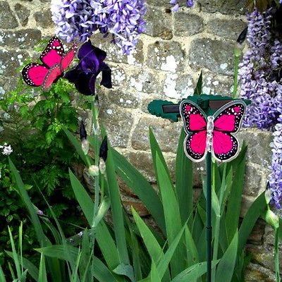 Powered Flying Fluttering + LED Illuminated Pink Butterflies Garden