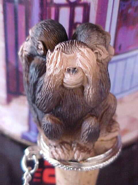 MONKEY SEE, HEAR , SPEAK NO EVIL WINE STOPPER