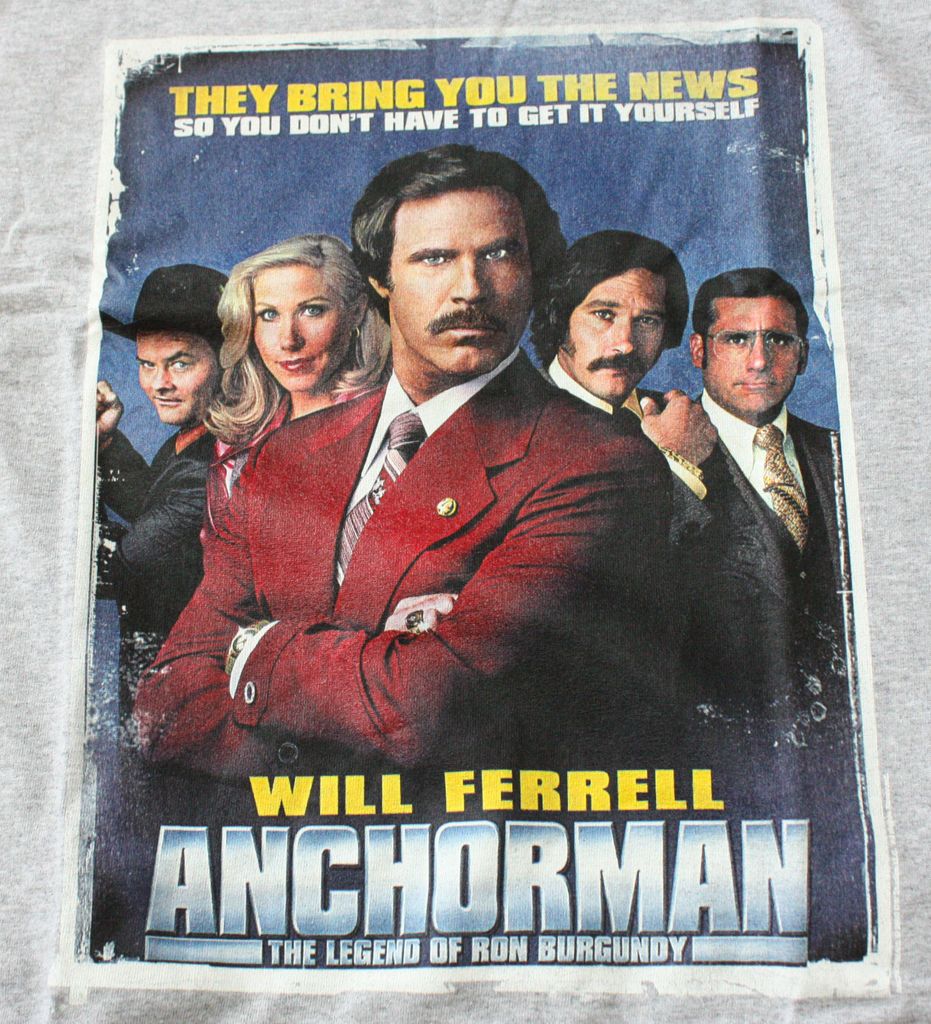 ANCHORMAN Gray Shirt MOVIE POSTER Ron Burgundy Will Ferrell