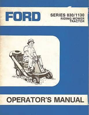 FORD 830 1130 RIDING MOWER TRACTORS OPERATORS MANUAL