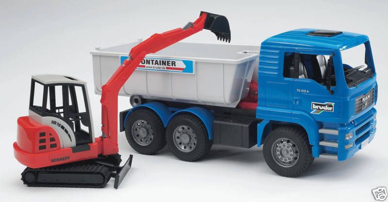 Bruder Toys MAN Tipping Container Kids Toy Truck w/ Schaeff Mini