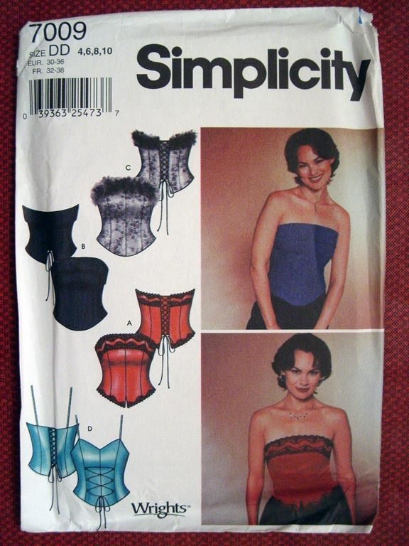 SIMPLICITY MISESS BUSTIER CORSET PATTERN 7009 Sz 4 10 OOP