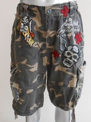 Minute Mirth Tattoo Devil Camo Camouflage Shorts size 36 MMS03