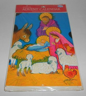 Vintage Hallmark Advent Calendar MIP with Envelope Nativity Coloring