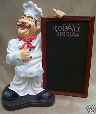 CHEF MENU BOARD 3 D STATUE SIGN kitchen diner 26” TALL