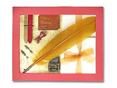 MANUSCRIPT GOLD FEATHER QUILL DIP PEN INK SEALING WAX WRITING PAPER