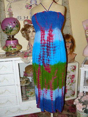 CHIC & GLAM *JAMAICAN SUN* BEACHY TIE DYE MAXI SUN DRESS   COVER UP 3X