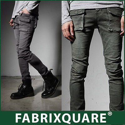 Stretch Rugged Cotton Skinny Cargo Pants 28 30 32 34 Green Charcoal