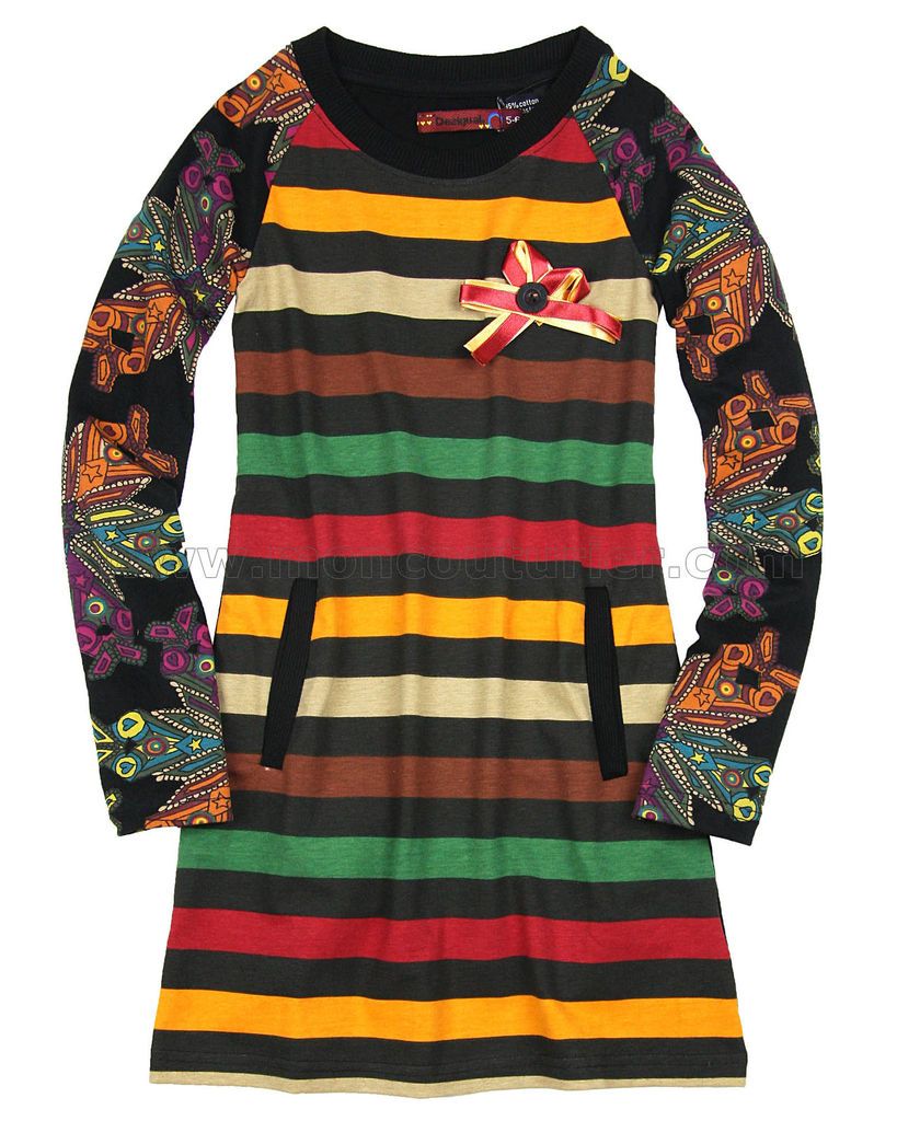 Desigual Girls Long Sleeve Dress Selva, Sizes 5, 6, 7, 8, 9, 10, 12