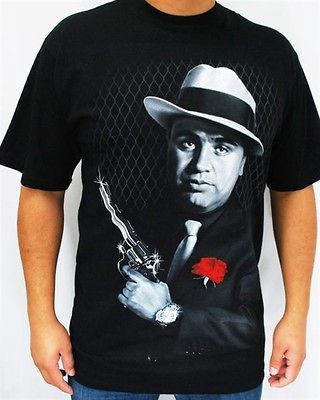 Club Urban Capone T Shirt Black Hip hop mens clothing tattoo gangster