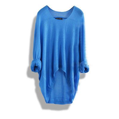 New Batwing Women Ladys Casual Loose Asymmetric Knit Coat Top Sweater