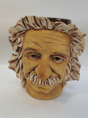 EINSTEIN FACE MUG STEIN STUDIO ART POTTERY SIGNED HAND MADE MUGGERS