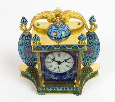 Chinese Cloisonne Vintage wind up Mantel Clock  Nice Piece