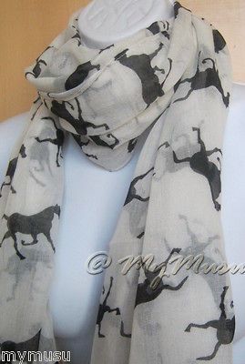 Running Horse Print Scarf Scarves London Fashion New Long Shawl Animal