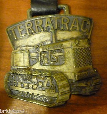 VINTAGE POCKET WATCH ADVERTISING FOB, TERRATRAC TRACTOR, RACINE