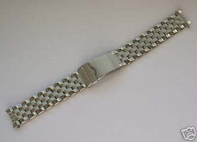 Silver Stainless Steel Watch Band Strap Curved End Solid Links 16mm