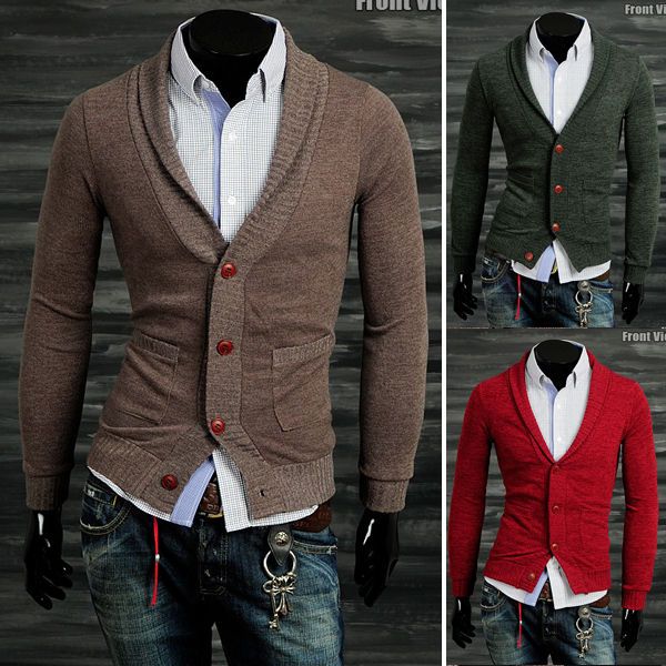 Korea stylish Homme knit Shawl Cardigan, Casual Dandy Sweater jacket