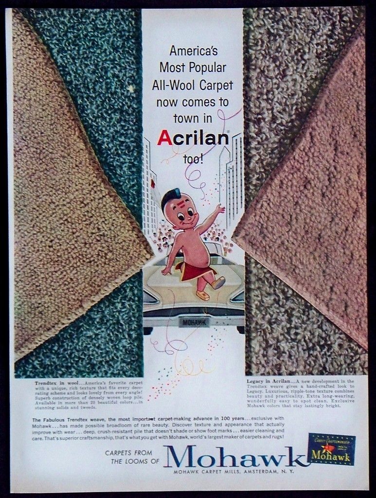 Vintage 1959 Mohawk Carpets Wool Acrilan Magazine Ad