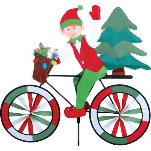 Christmas Elf Bike Yard Garden Ground Wind Spinner