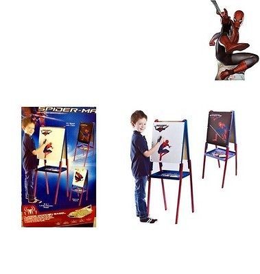 Large Wooden Art Easel 3 in 1 Kids Drawing Superhero Chalks Markers