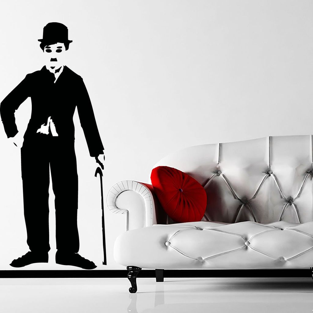 Charlie Chaplin Wall Sticker Decal Transfer Stencil Movie Icon Cane