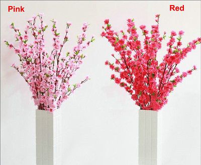  Artificial Cherry Plum Spring Peach Blossom Branch Silk Flower Tree