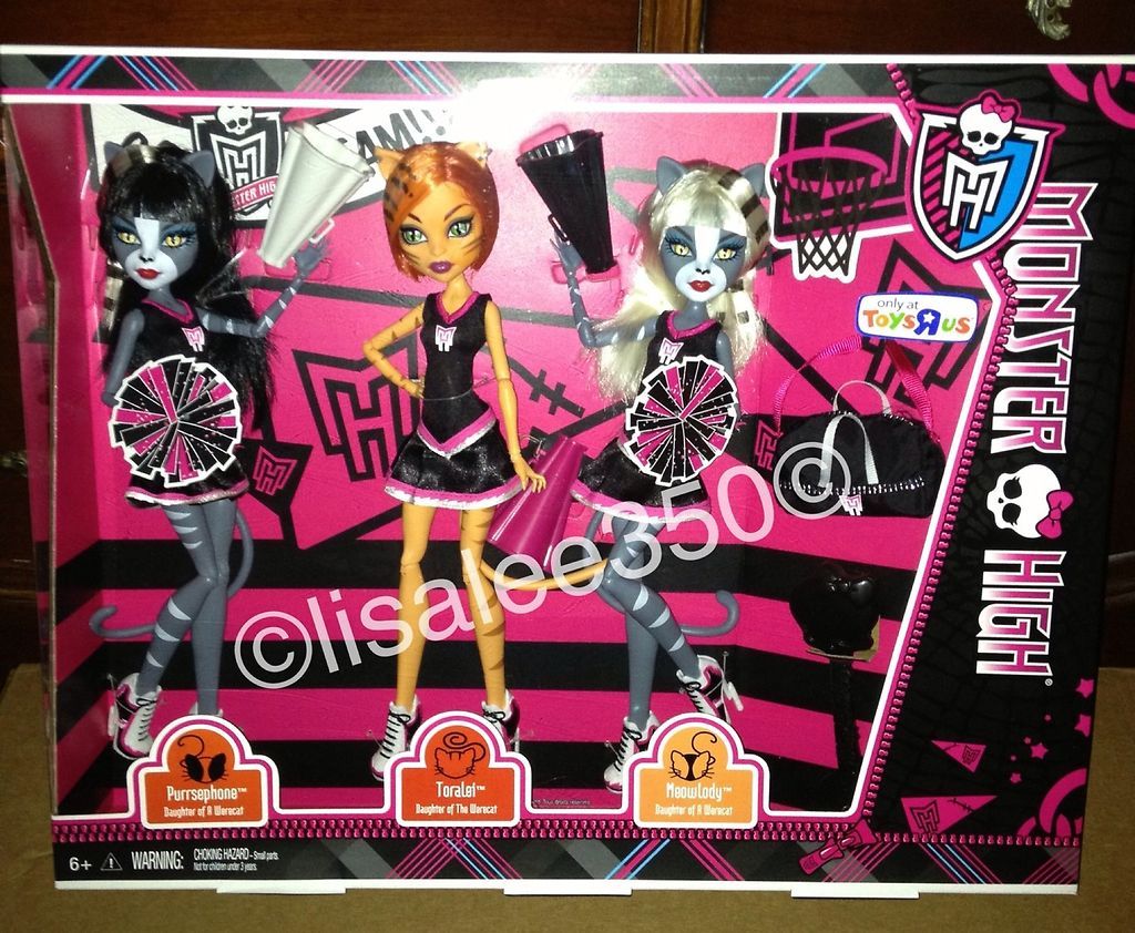 Monster High 3 Pack Cheerleaders Toralei & Werecat Sisters New In Hand ...